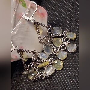 Chic Silver and Yellow Gemstone Earrings